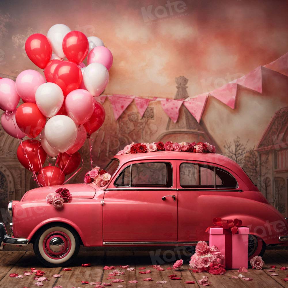 Kate Valentine's Day Pink Car Balloon Backdrop Designed by Emetselch -UK