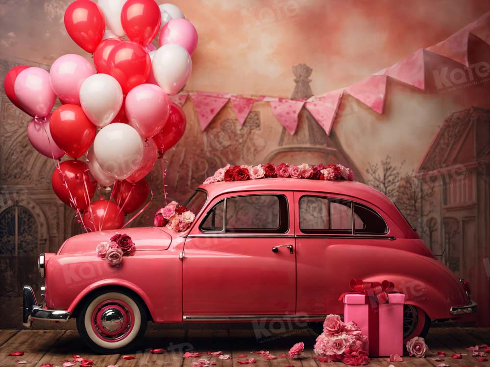 Kate Valentine's Day Pink Car Balloon Backdrop Designed by Emetselch -UK