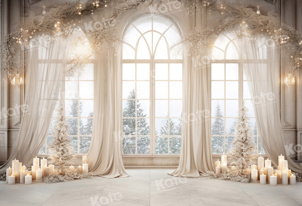 Kate Christmas White Golden Window Backdrop Designed by Chain Photography -UK