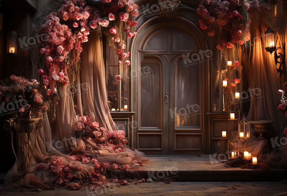 Kate Valentine's Day Pink Flower Wedding Backdrop for Photography -UK