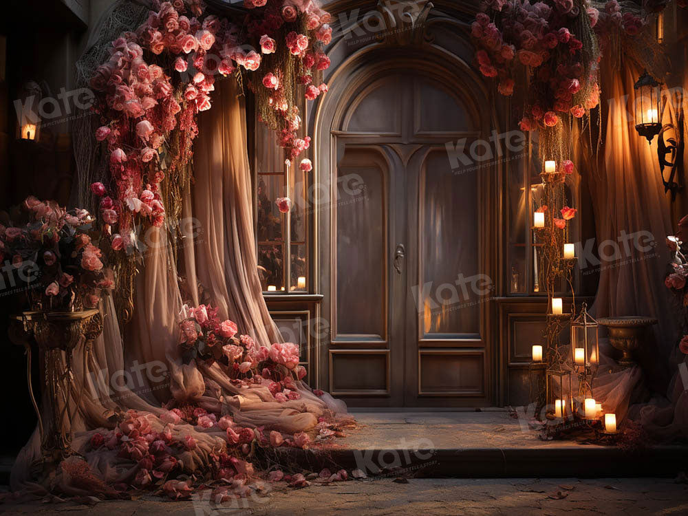 Kate Valentine's Day Pink Flower Wedding Backdrop for Photography -UK