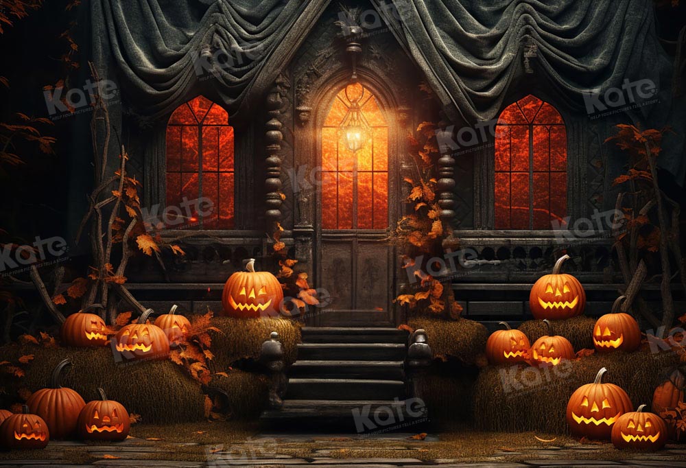 Kate Halloween Sunset Spooky Pumpkin House Backdrop for Photography -UK