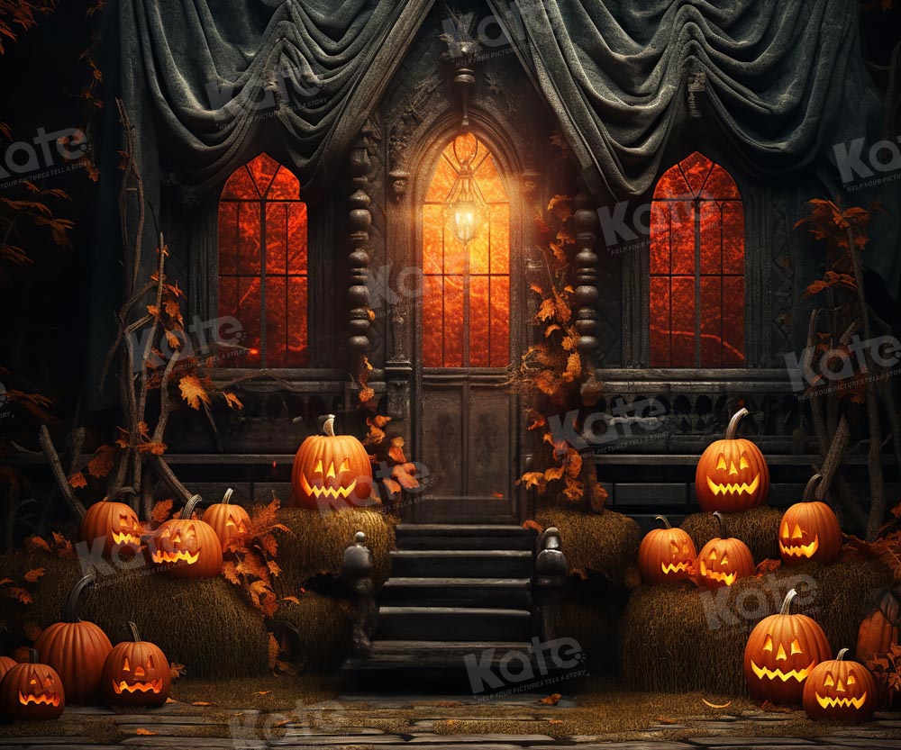 Kate Halloween Sunset Spooky Pumpkin House Backdrop for Photography -UK