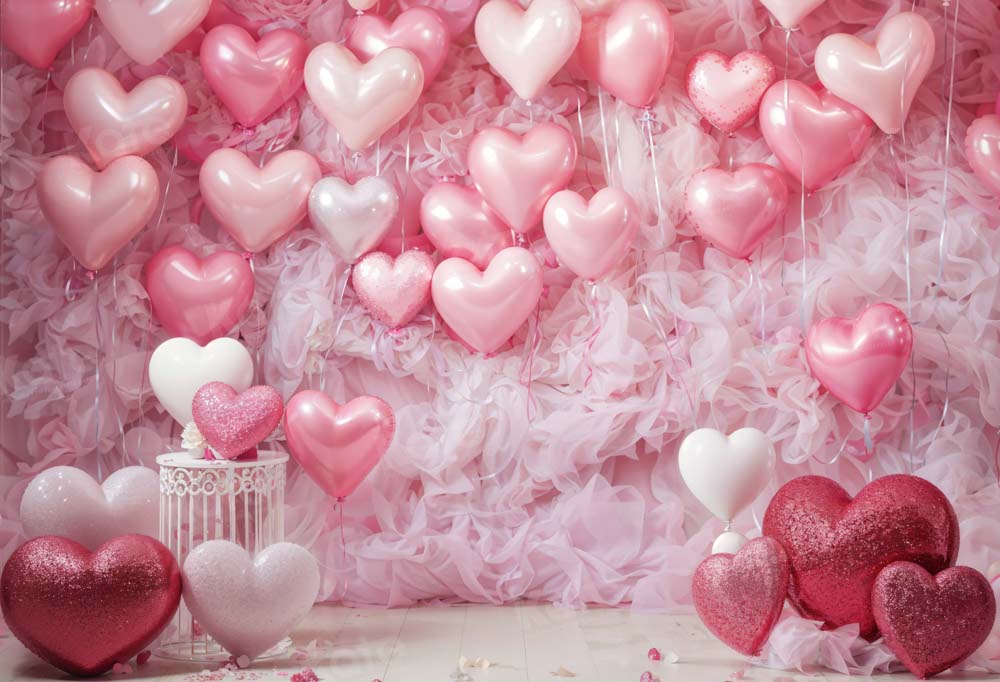 Kate Valentine's Day Pink Love Heart Balloon Room Backdrop Designed by Emetselch -UK