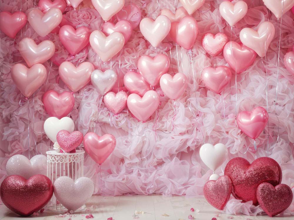 Kate Valentine's Day Pink Love Heart Balloon Room Backdrop Designed by Emetselch -UK