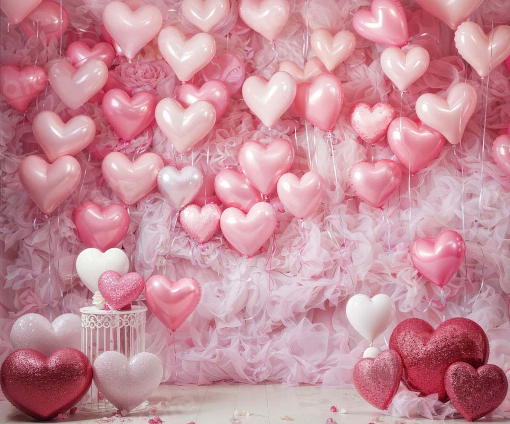 Kate Valentine's Day Pink Love Heart Balloon Room Backdrop Designed by Emetselch -UK