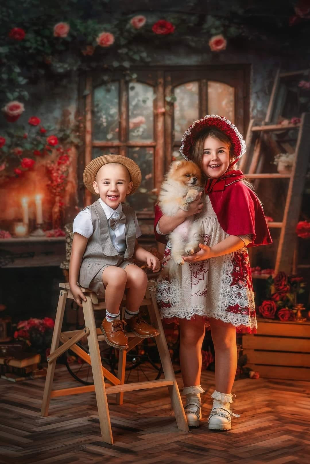 Kate Valentine's Day Old Retro Floral Room Backdrop Designed by Emetselch -UK