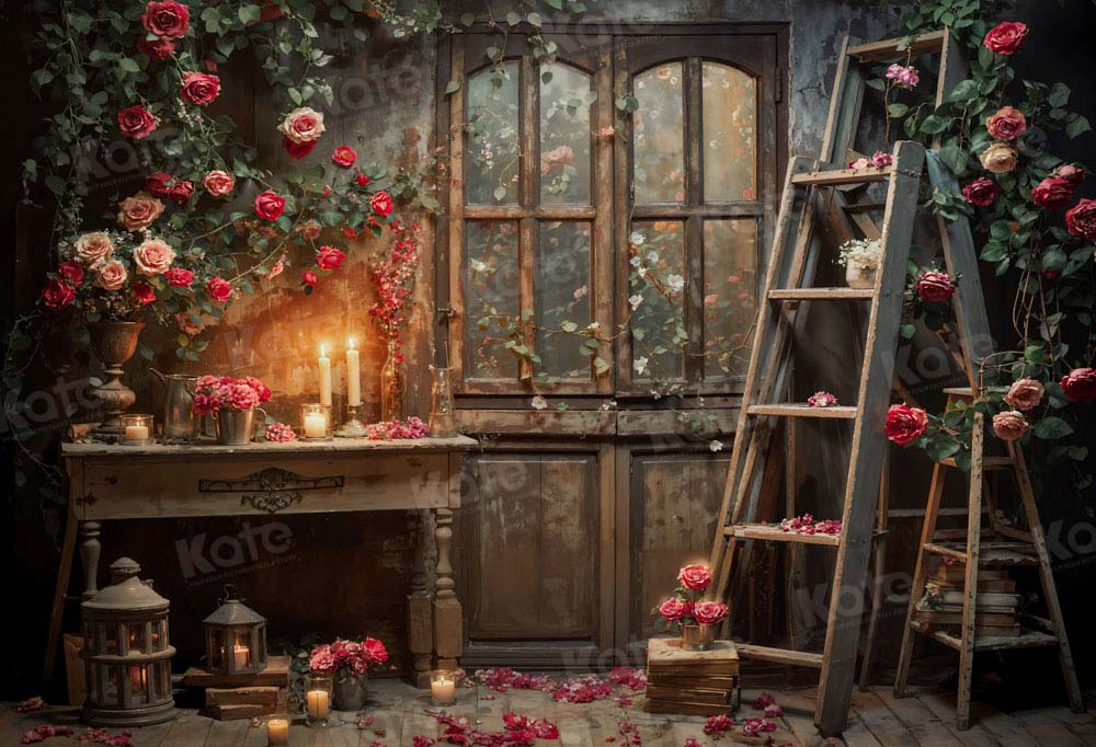 Kate Valentine's Day Old Retro Floral Room Backdrop Designed by Emetselch -UK