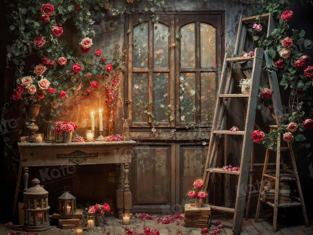 Kate Valentine's Day Old Retro Floral Room Backdrop Designed by Emetselch -UK