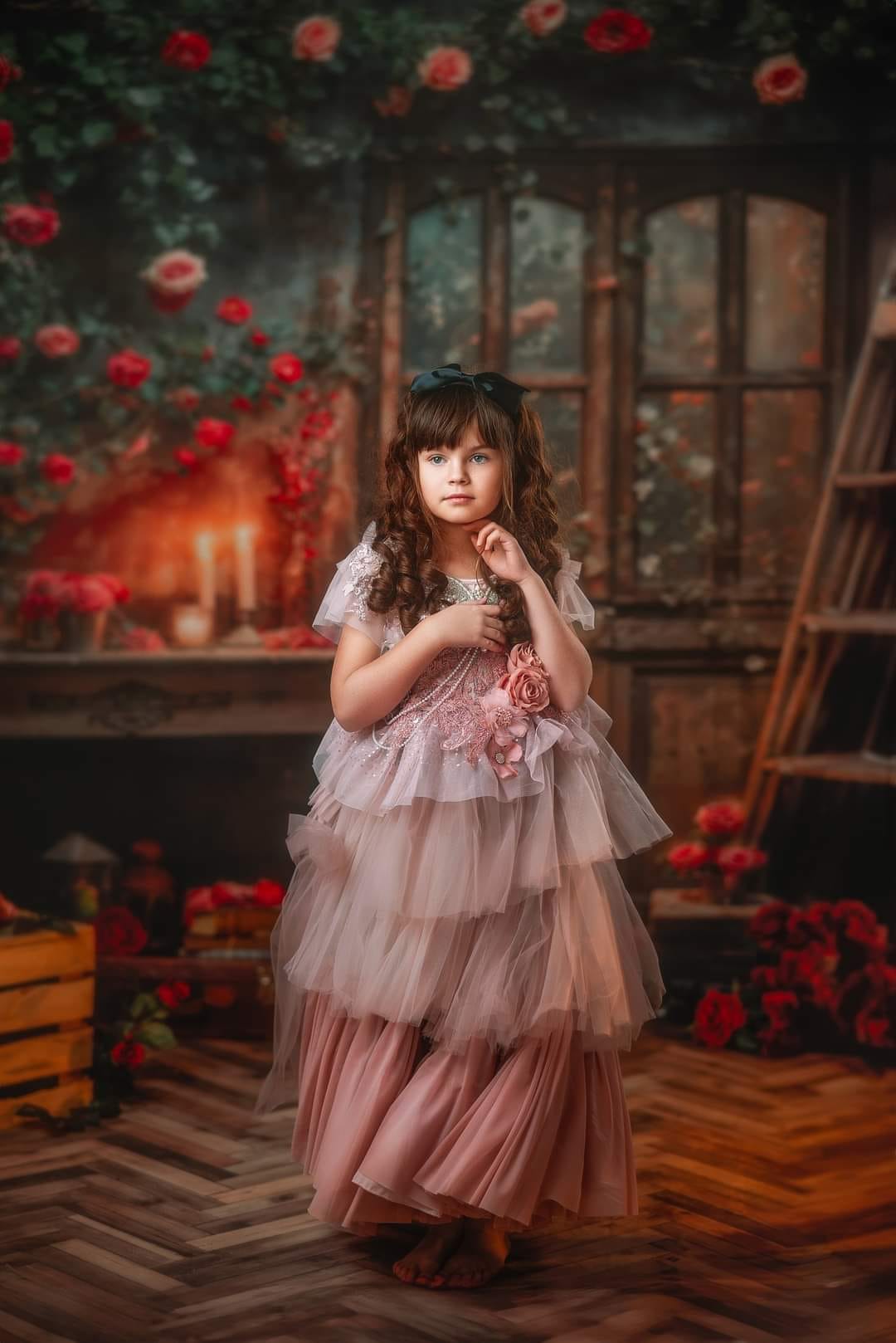 Kate Valentine's Day Old Retro Floral Room Backdrop Designed by Emetselch -UK