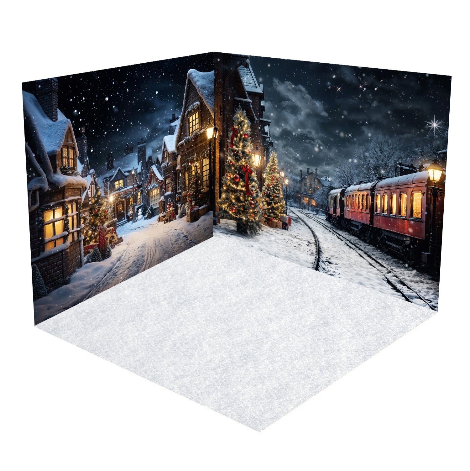 Kate Christmas Snowy Street in Night Train Room Set -UK