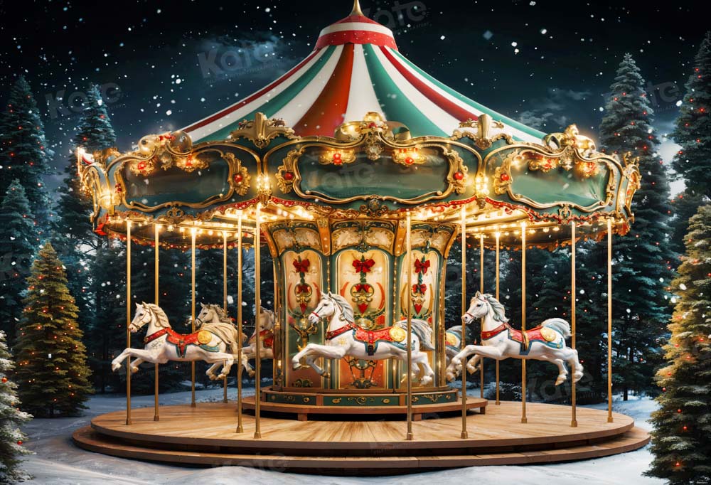 Kate Christmas Winter Carousel Backdrop Designed by Chain Photography -UK