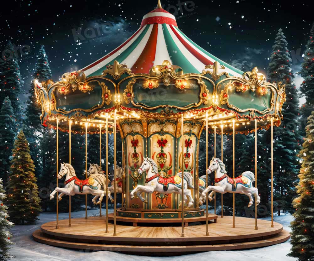 Kate Christmas Winter Carousel Backdrop Designed by Chain Photography -UK