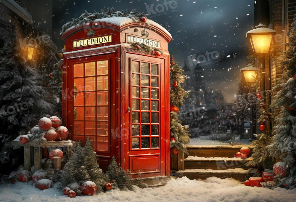 Kate Christmas Red Telephone Backdrop Designed by Emetselch -UK