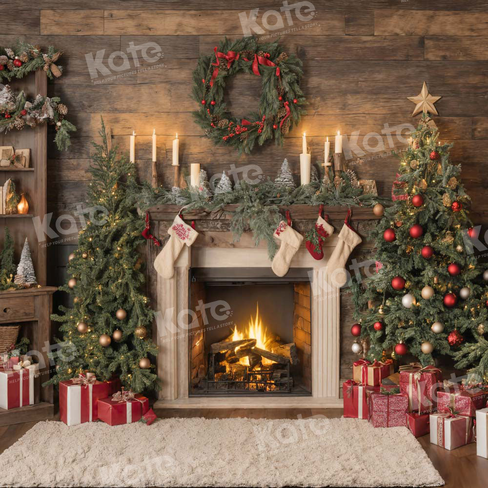 Kate Christmas Santa Room Fireplace Socks Backdrop for Photography -UK