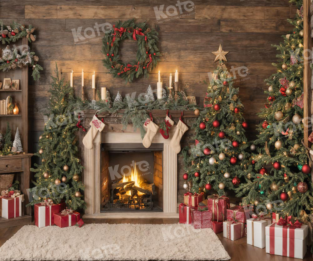 Kate Christmas Santa Room Fireplace Socks Backdrop for Photography -UK