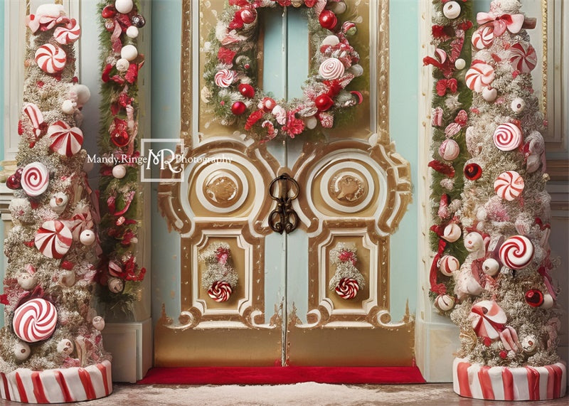 Kate Christmas Ornate Peppermint Door Backdrop Designed by Mandy Ringe Photography -UK