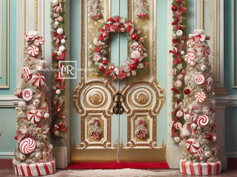 Kate Christmas Ornate Peppermint Door Backdrop Designed by Mandy Ringe Photography -UK