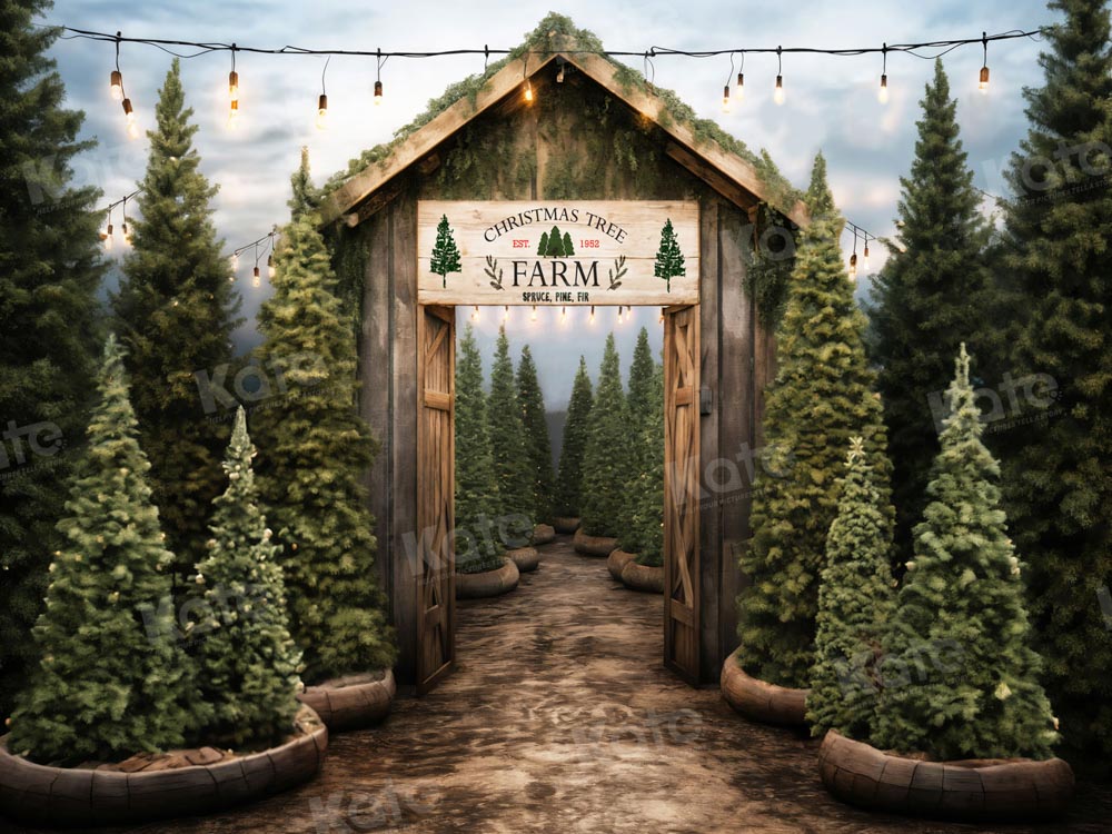 Lightning Deals Kate Christmas Tree Farm Entrance Backdrop for Photography -UK