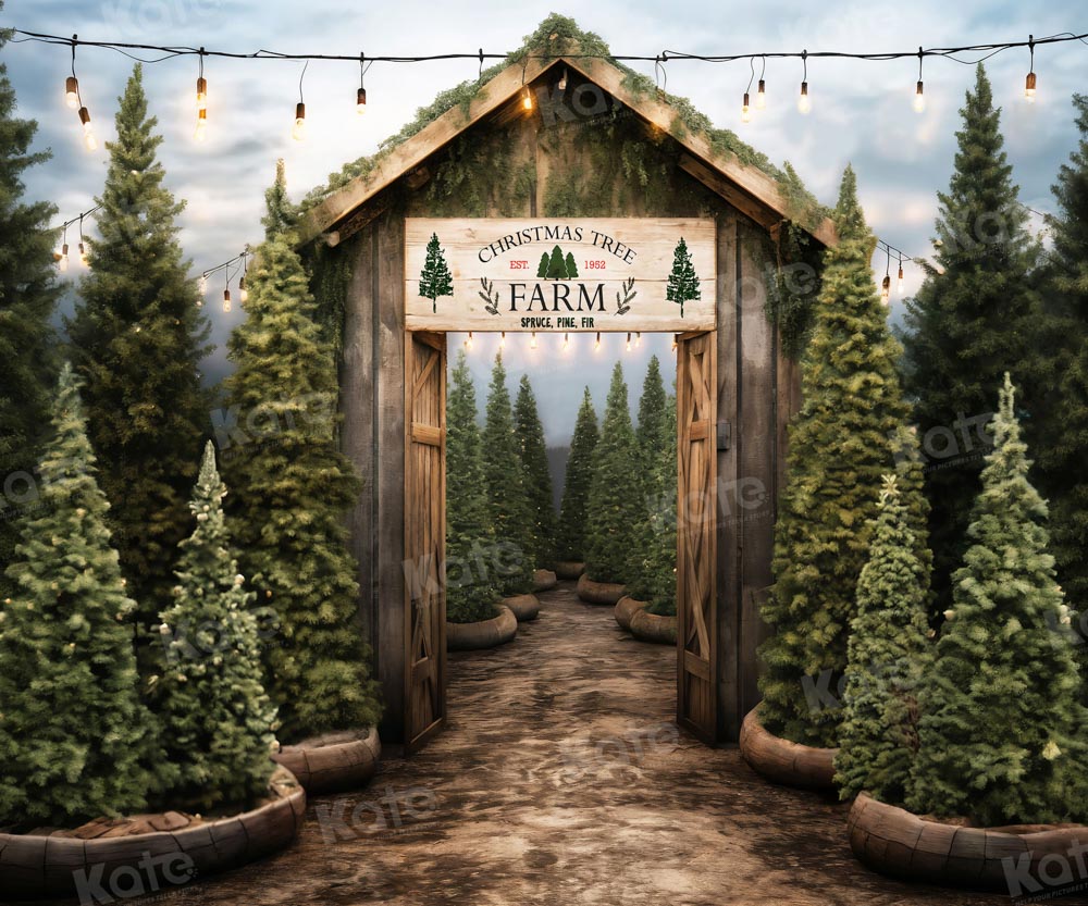 Lightning Deals Kate Christmas Tree Farm Entrance Backdrop for Photography -UK