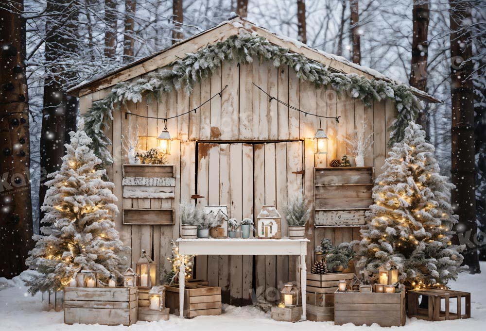 Kate Christmas Winter Barn Tree Backdrop Designed by Emetselch -UK