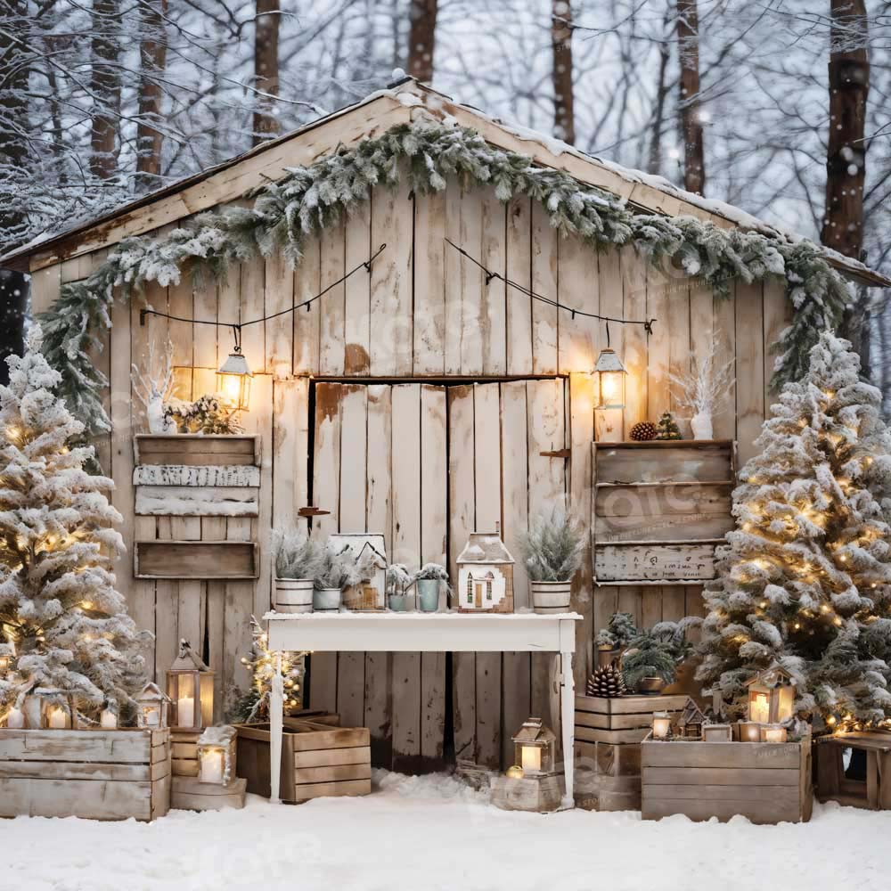 Kate Christmas Winter Barn Tree Backdrop Designed by Emetselch -UK
