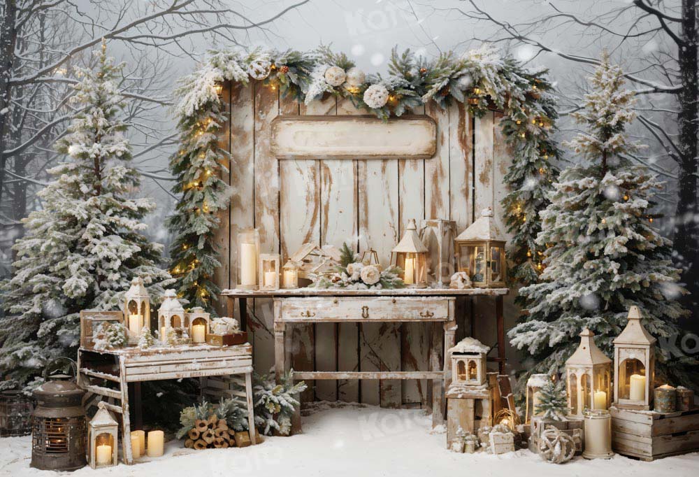 Kate Christmas Tree Snow Candles Backdrop Designed by Emetselch -UK