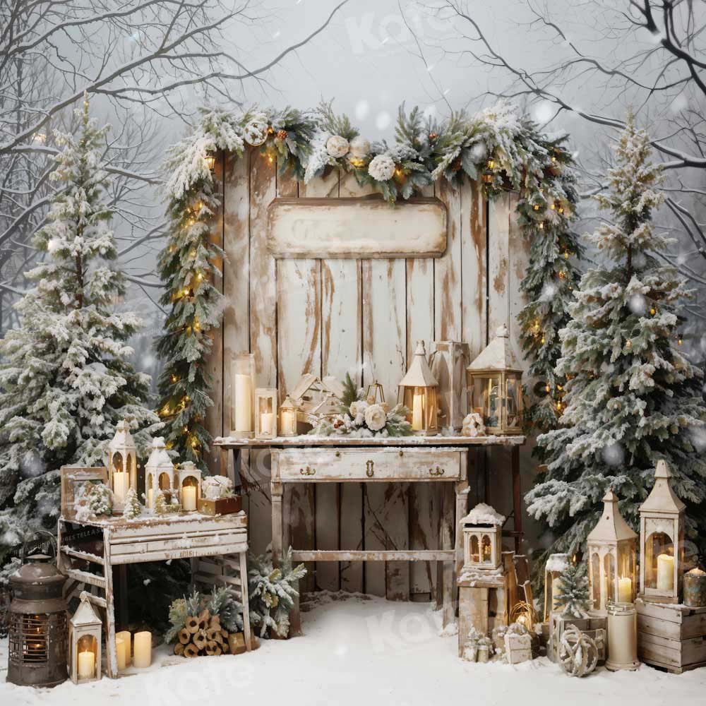 Kate Christmas Tree Snow Candles Backdrop Designed by Emetselch -UK