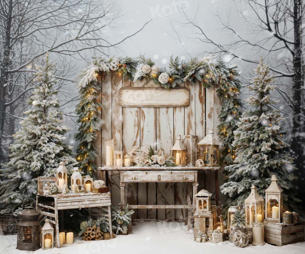 Kate Christmas Tree Snow Candles Backdrop Designed by Emetselch -UK