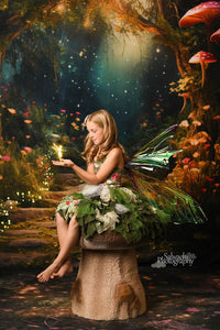 Kate Fantasy Firefly Mushroom Forest Backdrop for Photography