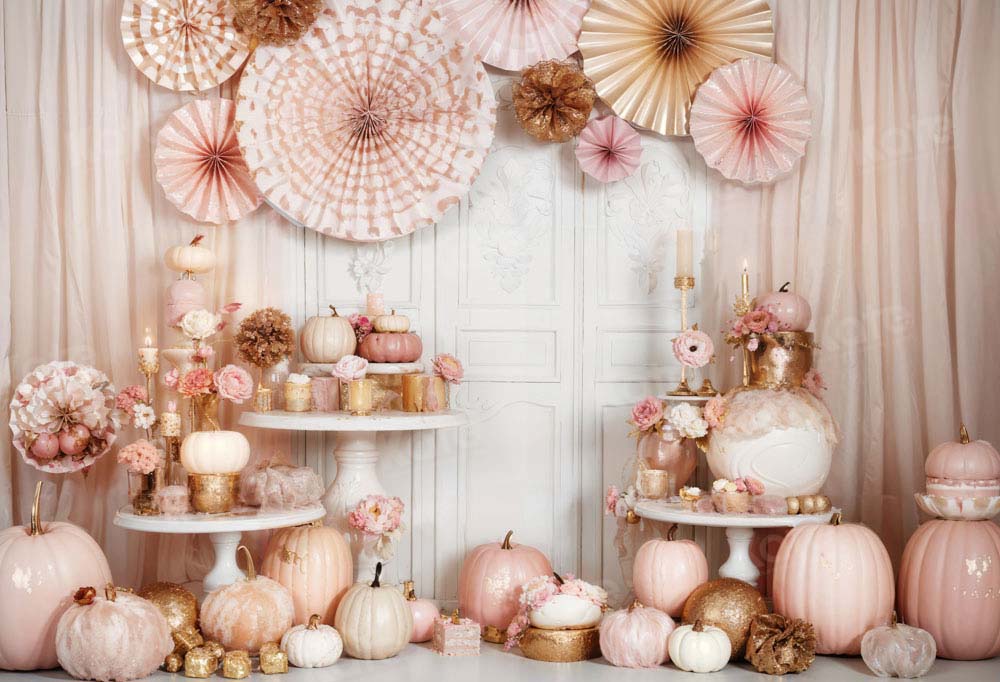 Kate Pink Pumpkin Birthday Candle Backdrop Designed by Emetselch -UK