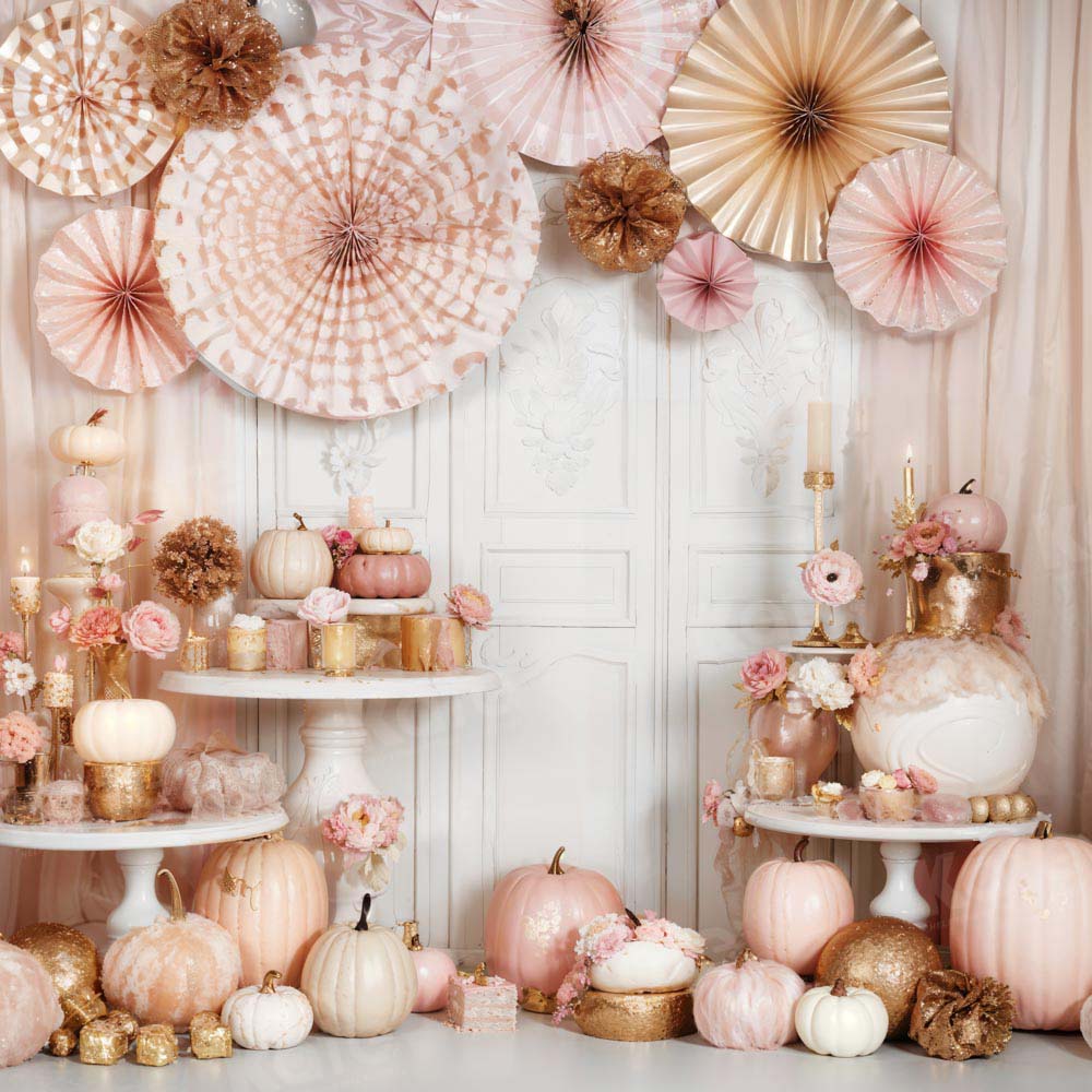 Kate Pink Pumpkin Birthday Candle Backdrop Designed by Emetselch -UK