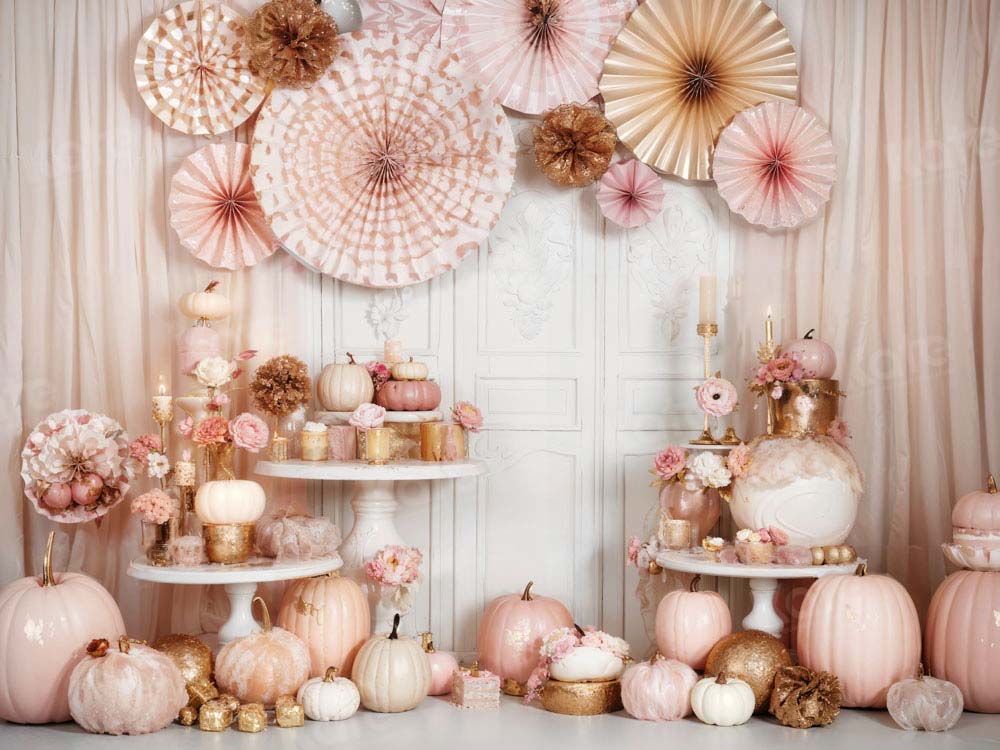Kate Pink Pumpkin Birthday Candle Backdrop Designed by Emetselch -UK