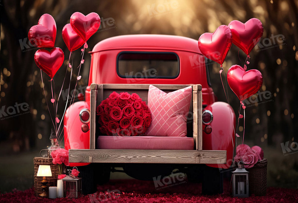 Kate Valentine's Day Love Balloon Truck Backdrop Designed by Chain Photography