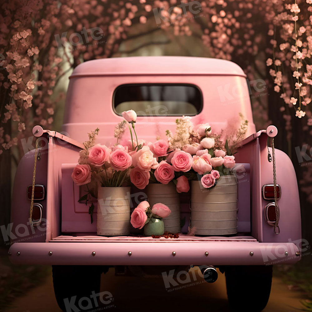 Kate Valentine's Day Pink Flowers Truck Backdrop Designed by Chain Photography -UK