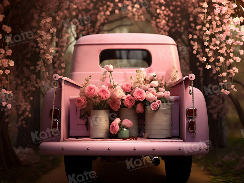 Kate Valentine's Day Pink Flowers Truck Backdrop Designed by Chain Photography -UK