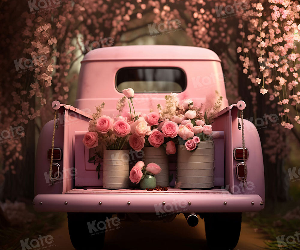 Kate Valentine's Day Pink Flowers Truck Backdrop Designed by Chain Photography -UK