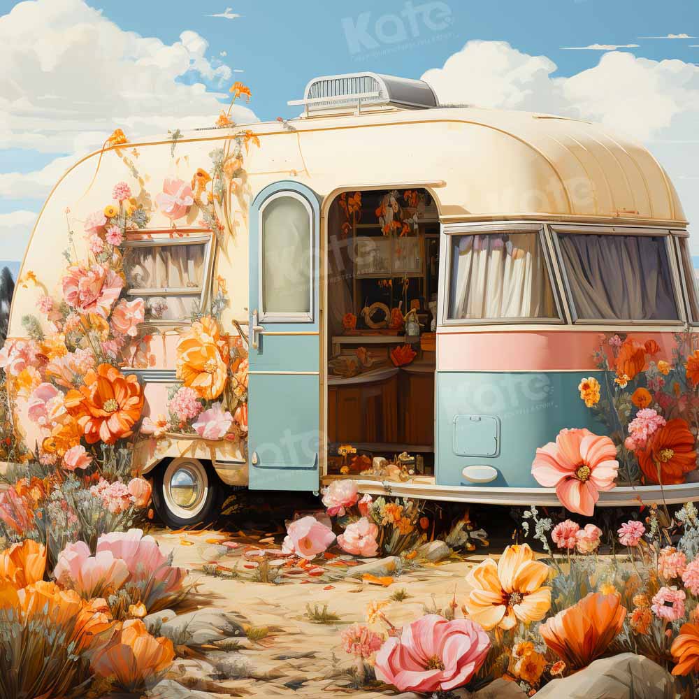 Kate Outdoor Spring Flower Cart Backdrop Designed by GQ -UK