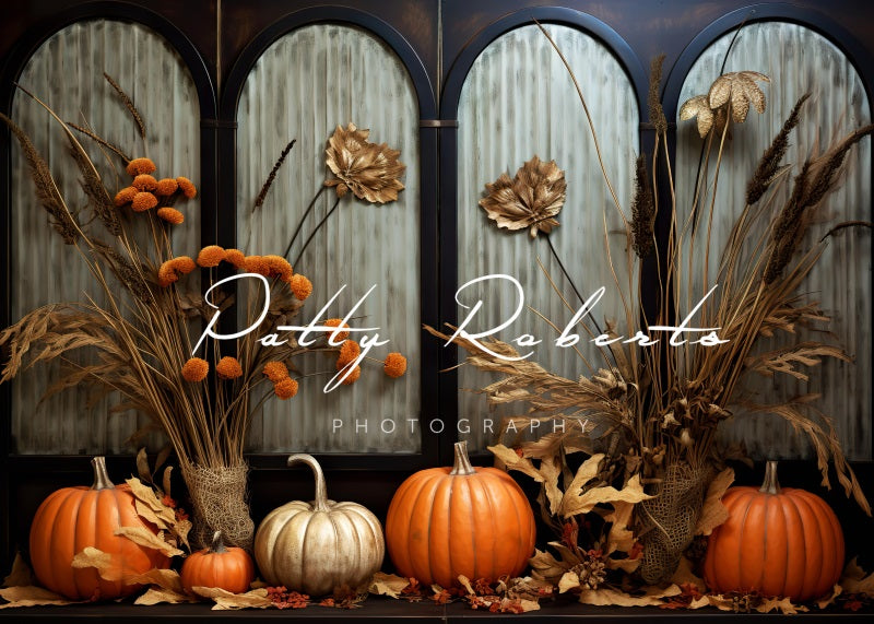Kate Dark Boho Pumpkins Autumn Backdrop Designed by Patty Robert -UK