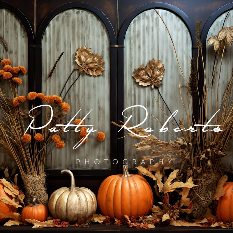 Kate Dark Boho Pumpkins Autumn Backdrop Designed by Patty Robert -UK