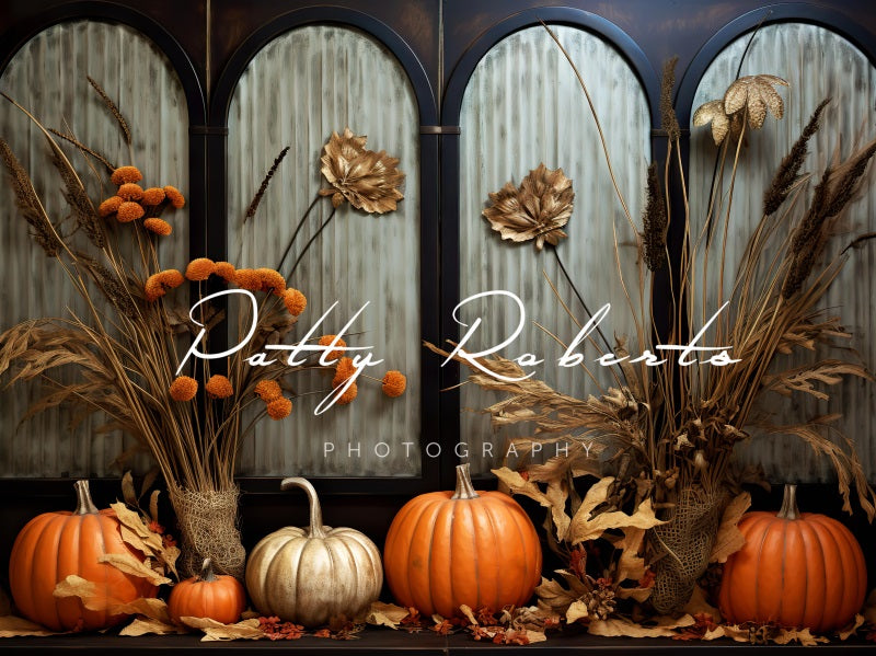Kate Dark Boho Pumpkins Autumn Backdrop Designed by Patty Robert -UK