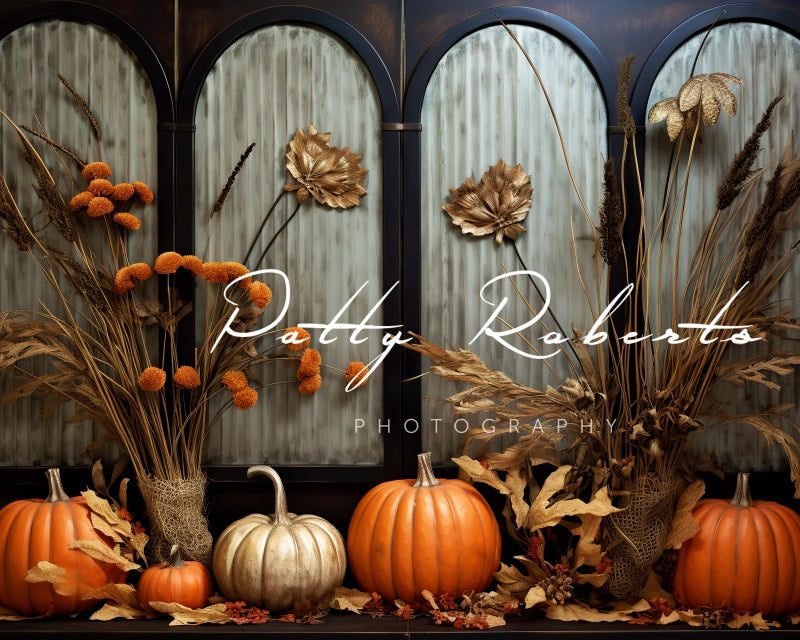 Kate Dark Boho Pumpkins Autumn Backdrop Designed by Patty Robert -UK