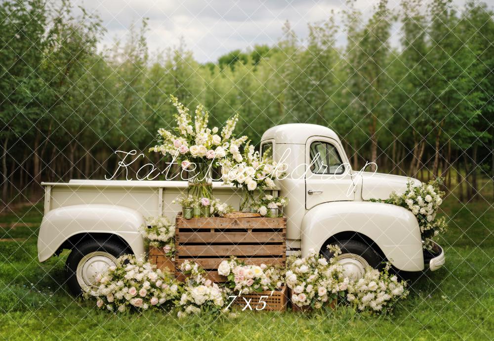 Kate Spring White Flowers Truck Backdrop Designed by Chain Photography -UK