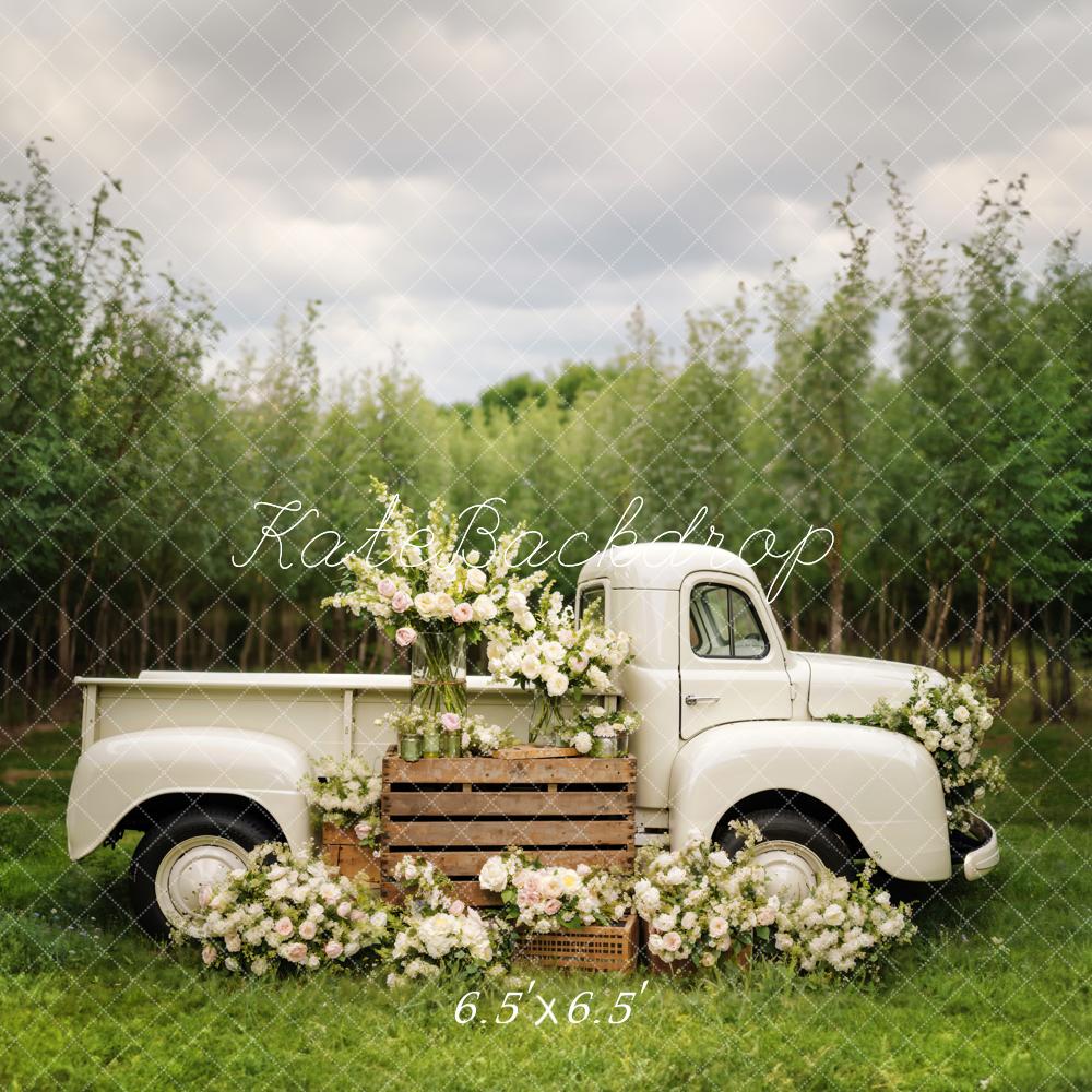 Kate Spring White Flowers Truck Backdrop Designed by Chain Photography -UK