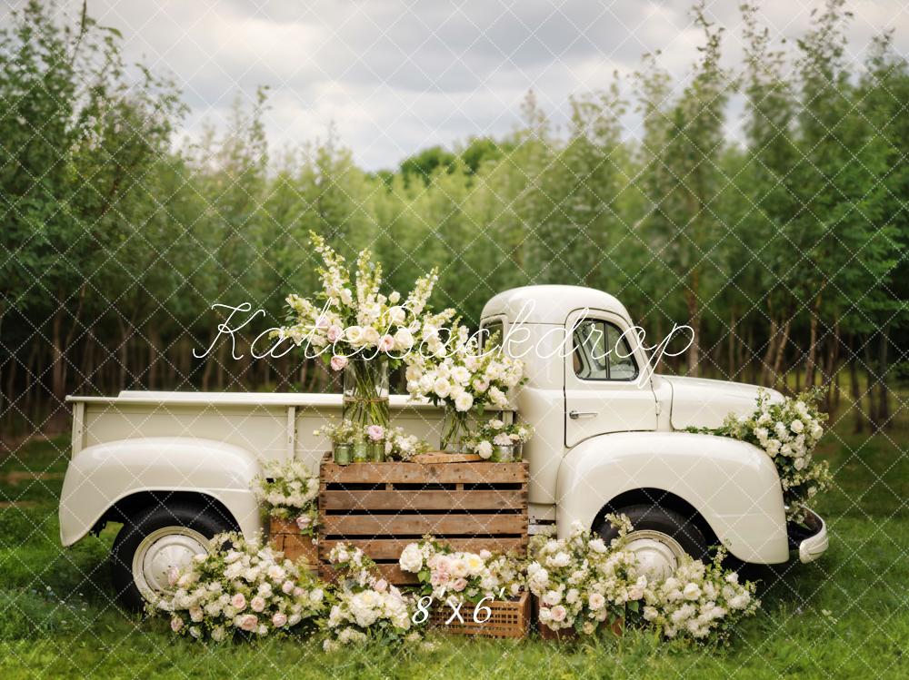 Kate Spring White Flowers Truck Backdrop Designed by Chain Photography -UK