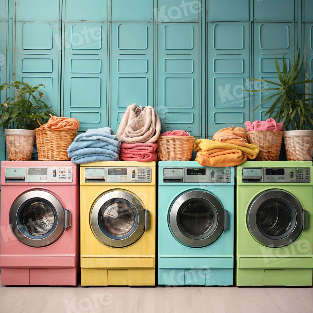 Kate Laundry Day Colorful Washing Machine Backdrop Designed by Chain Photography -UK