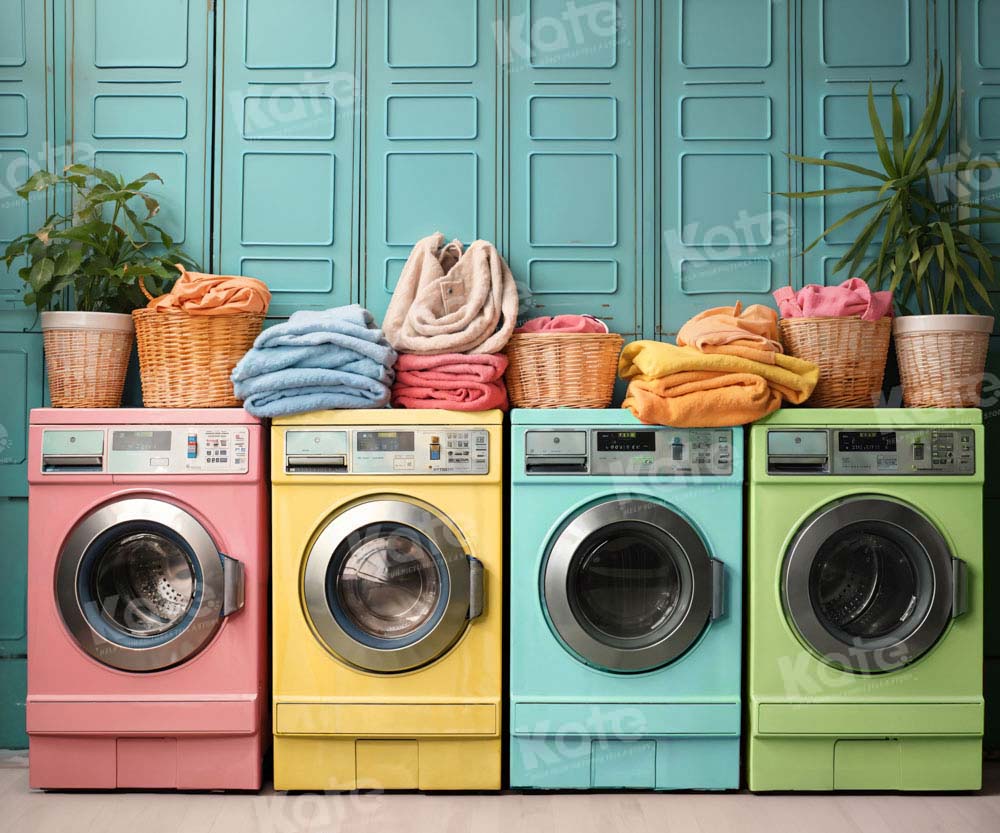 Lightning Deals Kate Laundry Day Colorful Washing Machine Backdrop Designed by Chain Photography -UK