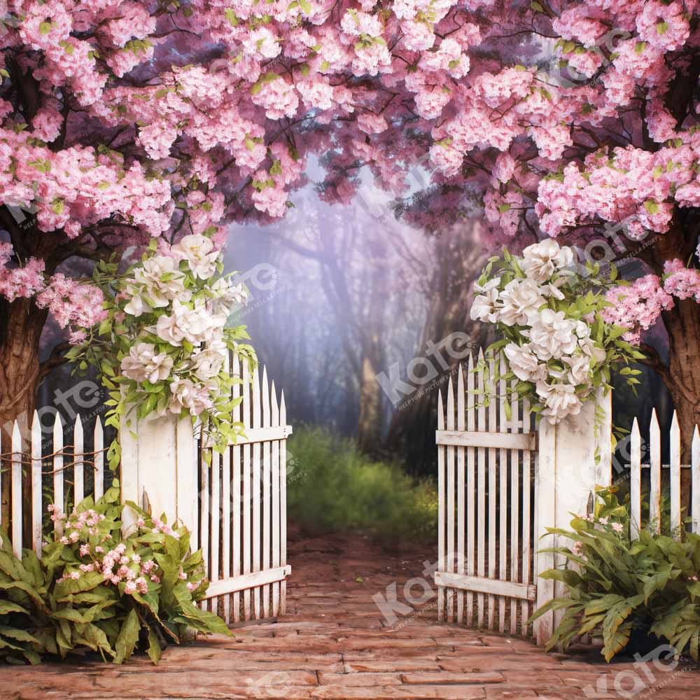 Kate Spring Pink Flower Fence Backdrop Designed by Chain Photography -UK