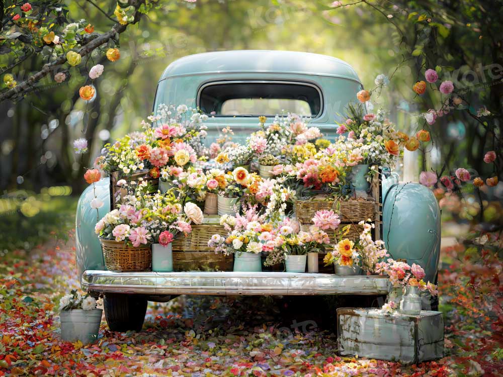 Kate Spring Truck Flower Romantic Backdrop Designed by Emetselch
