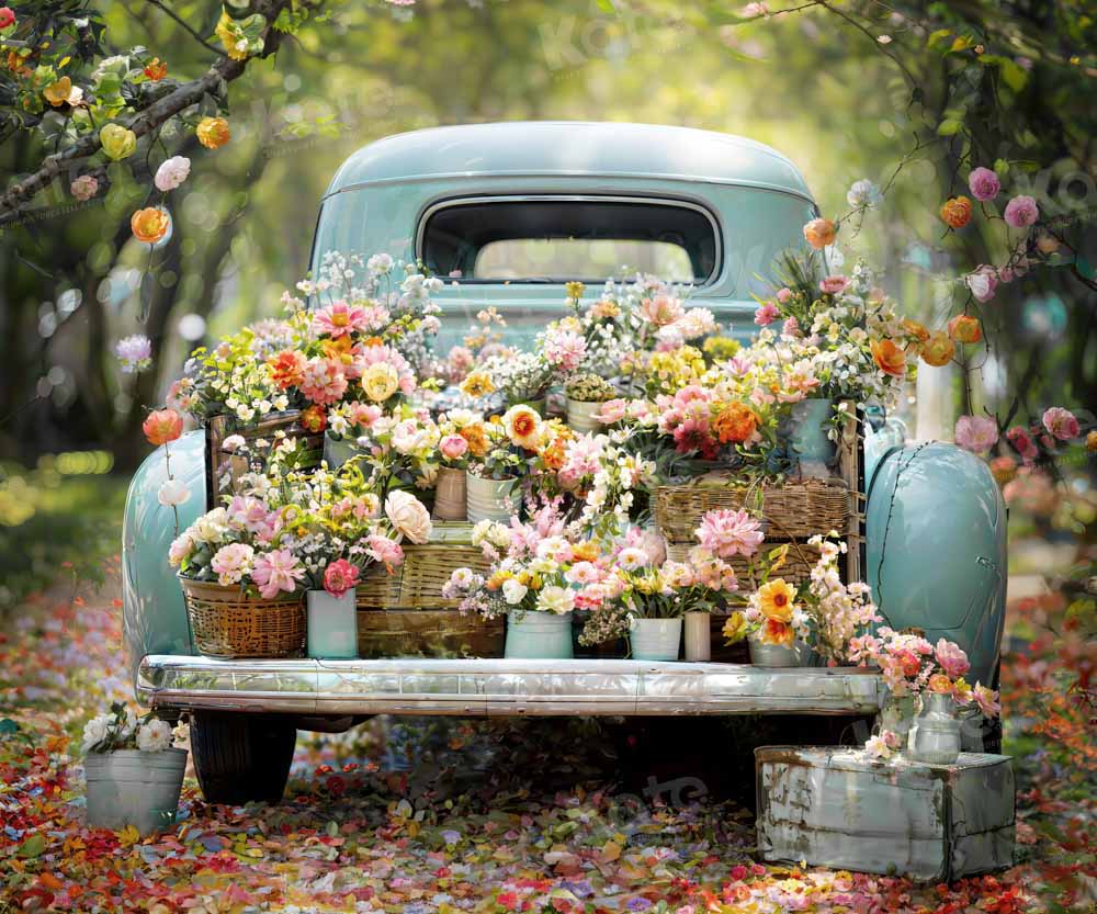 Kate Spring Truck Flower Romantic Backdrop Designed by Emetselch
